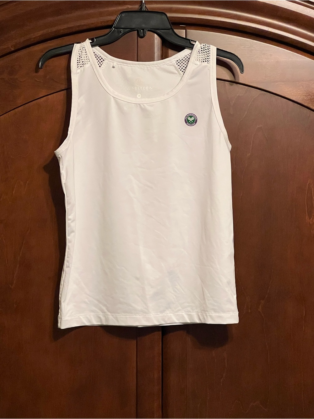 Wimbledon White Mesh-Shoulder Tennis Tank